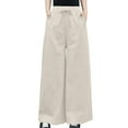 thumbnail image 2 of Casual High Waisted Pants for Women Solid Color Long Pants Cotton Linen Straight Trousers Palazzo Comfortable Autumn Outfit Solid Color Trousers Casual Daily Office Wear, 2 of 7