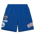 thumbnail image 2 of Men's Mitchell & Ness Royal Philadelphia 76ers Team Origins Fleece Shorts, 2 of 5