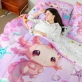 thumbnail image 5 of Manfei 3D Axolotl Bed in a Bag Queen size, Pink Fish Scale Bed Set, Ocean Sealife Reversible Bedding Queen Size, Microfiber Room Decoration, 7 Pieces, 5 of 6