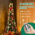 thumbnail image 5 of 7FT Pop-Up Christmas Tree with 200 Warm LED Lights & Remote Control, Easy Setup Pre-Lit Artificial Xmas Tree w/ Red & Gold Ornaments, Green, 5 of 9