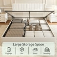 thumbnail image 3 of VanAcc Queen Size Lift up Storage Bed, Linen Upholstered Platform Bed with Vertical Channel Tufted Headboard and Wingback, Wood Slats Support, White, 3 of 7