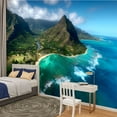 thumbnail image 2 of Peel and Stick Wallpaper Aerial View Kualoa area Oahu Hawaii Modern Art Wall Mural Decor Self Adhesive and Removable 100in x 144in, 2 of 8