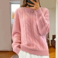 thumbnail image 2 of UJNDER Crewneck Long Sleeve Knit Pullover Sweater for Women Cable Knit Style Red S, 2 of 3
