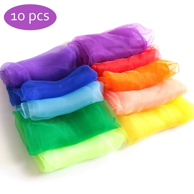 10 Uds. Bufandas pequeñas de Color caramelo para niños al azar, bufandas de baile para actuaciones infantiles