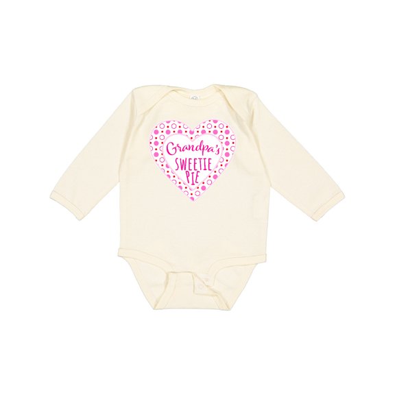 Inktastic Grandpa's Sweetie Pie with Pink Hearts Boys or Girls Long Sleeve Baby Bodysuit