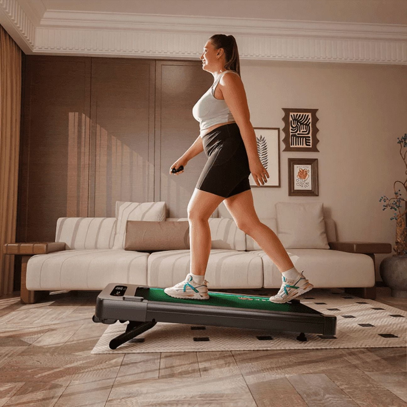 Yesoul W2 Pro 10% Auto-Incline Smart Walking Pad,Under Desk Treadmill for Home Walking with dynamic lightstrips,300lbs Capacity, Smart App Scenic Routes & Live Classes, Remote & LED Display
