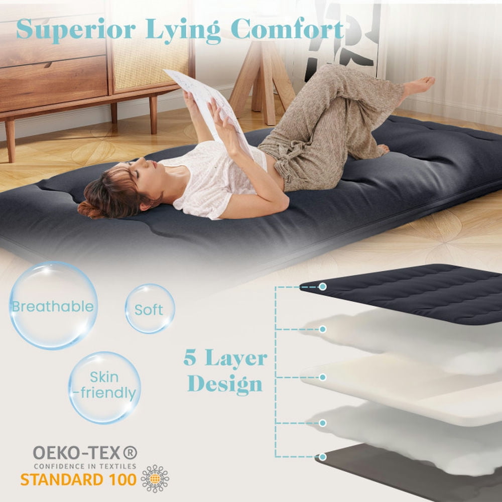 Kepooman Floor Futon Mattress, Floor Mattress,Futon Mattress with Washable Cover and Foldable Mat-Twin Size