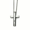 Stainless Steel Polished/Black IP-plated 1pt.Diamond Cross Necklace