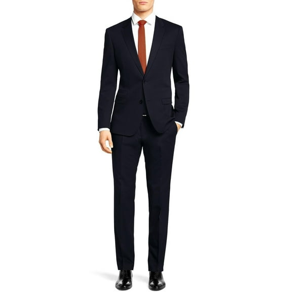 Mens Ticket Pocket Dk Navy Spandex Slim Fit Suit Nicoletti