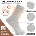 thumbnail image 5 of Loritta Wool Socks for Women, 6 Pairs Thermal Crew Winter Boot Socks, Shoe Size 5-9, 5 of 10