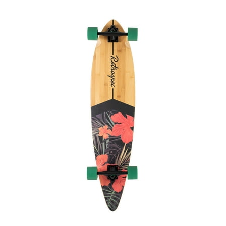 Retrospec Zed Longboard Pintail Bamboo Long board Skateboard Cruiser Tropical (Best Cruiser Skateboard Setup)