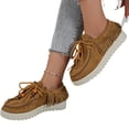 thumbnail image 5 of EKVAHL Women's Suede Flat Loafers Retro Beaded Comfort Slip On Round Toe Chunky Penny Loafers Daily Casual Walking Dress Shoes, 5 of 5