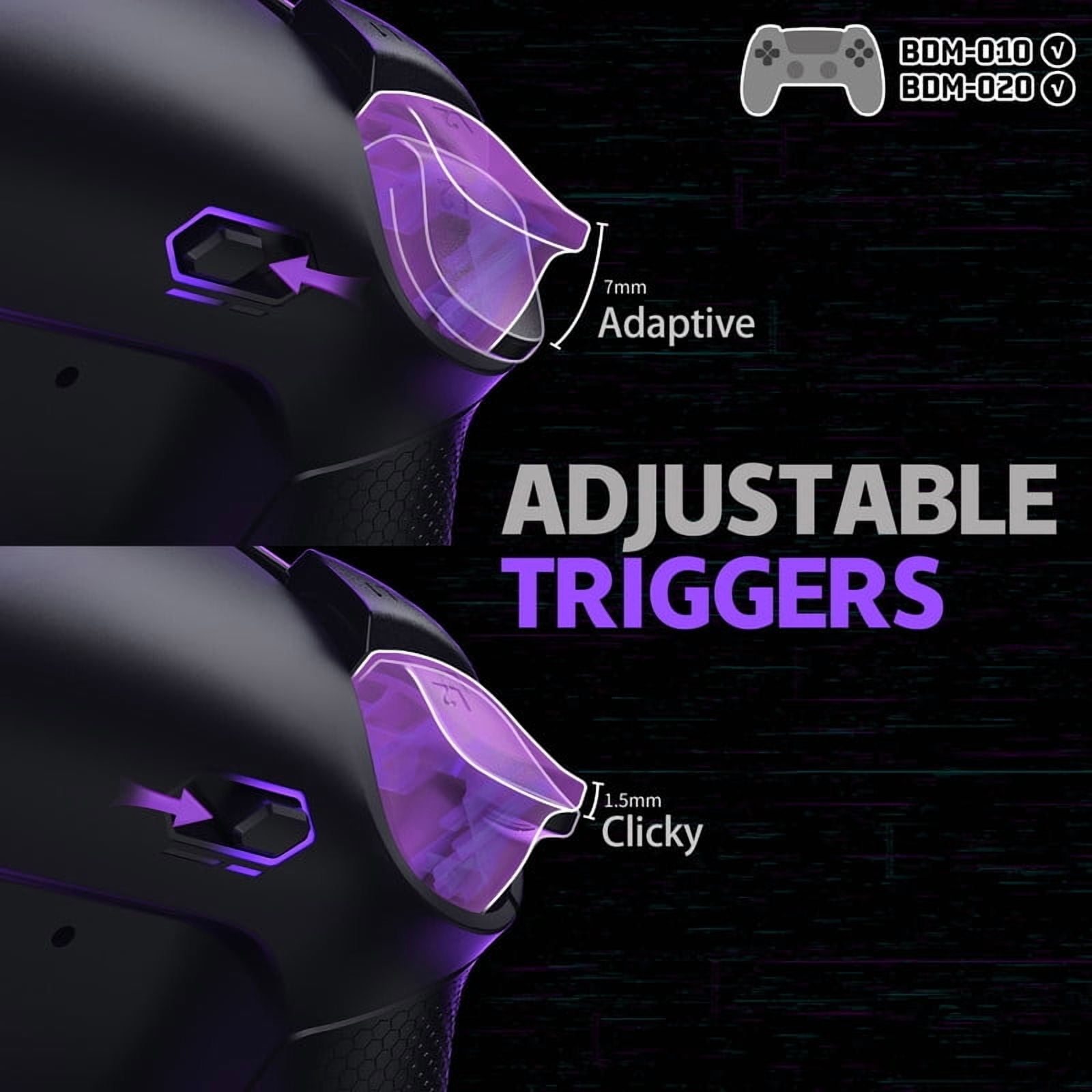 eXtremeRate RISE Plus MAX RMB Back Paddles Kit with Clicky Trigger Stops & Rubberized Grip for PS5 Controller BDM-010 020, Remappable Real Metal Back Buttons Kit for PS5 Controller – Black