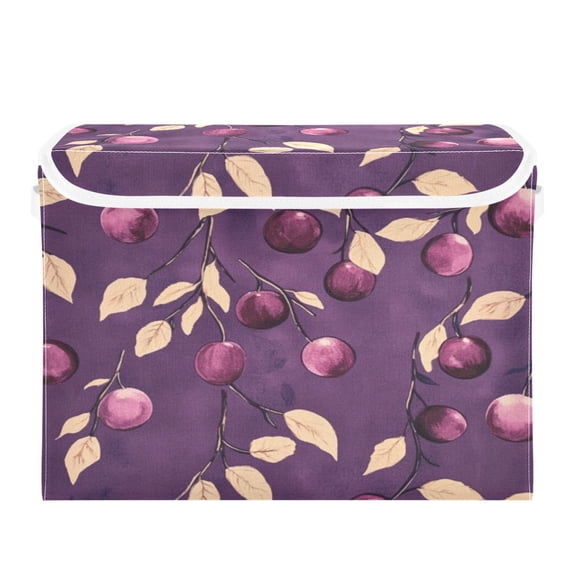 Storage Box With Lid 16.5x12.6x11.8In Foldable Stacked Household Storage Box Purple Plum