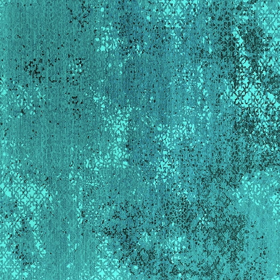 Ahgly Company Indoor Square Oriental Turquoise Blue Industrial Area Rugs, 7' Square