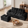 thumbnail image 2 of 85" Modular Sectional Sofa for Living Room, L-Shaped Corduroy Cloud Couch with Ottoman, Two-Layer Cushion, No Assembly Boneless Sofa, Black, 2 of 7