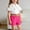 Hot Pink, variant on DJDLJWCJ 3 Piece Girls Short Sleeve Tee and Shorts Set Girls Crewneck Ruffled T Shirt and Solid Lightweight Stretch Soft Short with belt Wine Size 7-8 Years