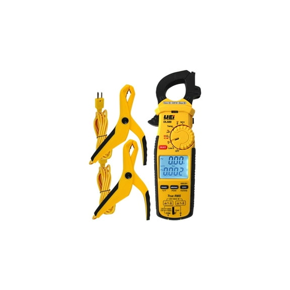 UEi DL589COMBO - 600A TRMS Clamp Meter w/ DC Amps, Inrush, Magnet with 2 Pipe Cl