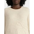 thumbnail image 4 of Terra & Sky Women’s Plus Bow Stitch Crewneck Sweater, Lightweight, Sizes 0X-5X, 4 of 5