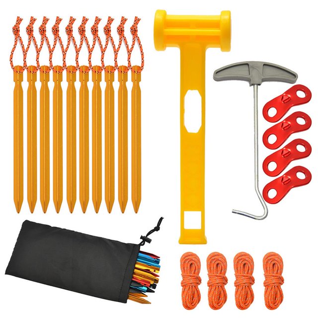 yingyy Camping Tent Nails Ground Nail Windproof Rope Set With Camping Tent Hammer For Camping Tent Canopy No.1