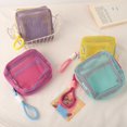 thumbnail image 4 of Small Capacity Key Bags Transparent Cosmetic Bag Square Mesh Storage Pouch Mini Zipper Coin Purse Mini Wash Bag Stationery Case, 4 of 7