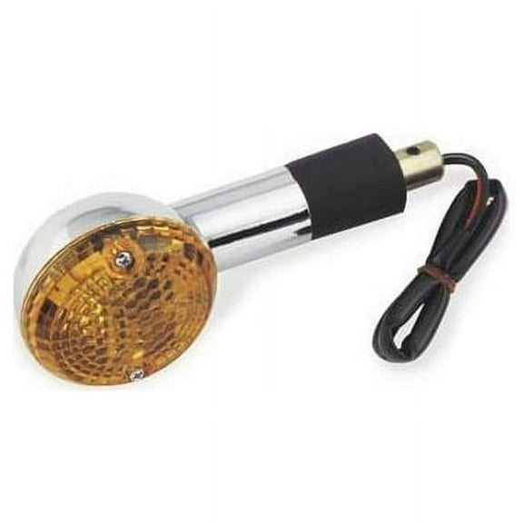 BikeMaster Chrome Front Turn Signal w/ Orange Lens 25-3035