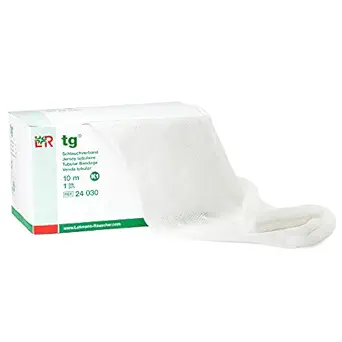 Lohmann & Rauscher tg cotton Stockinette, 20cm x 25m, 100% Cotton Close-Weave Seamlessly Knitted Tubular Stockinette, Skin Friendly Protection, First Layer of Multi-Layer Compression Bandaging
