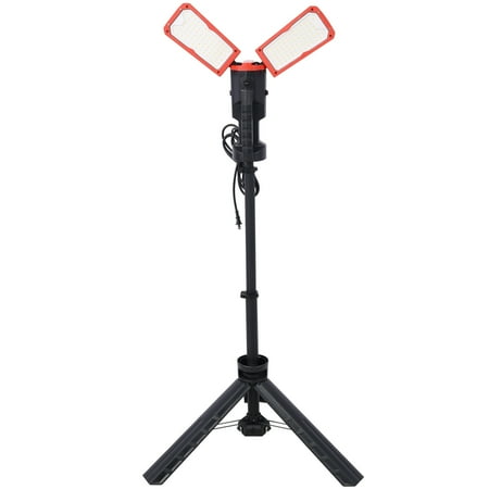 

10000 Lumen 100 Watt Dual-Head LED Work Light with Telescoping Tripod Work Light with Stand Rotating Waterproof Lamps and 9 9Ft 3-Prong Power Cord 2x50W LED worklight with telescoping tripod