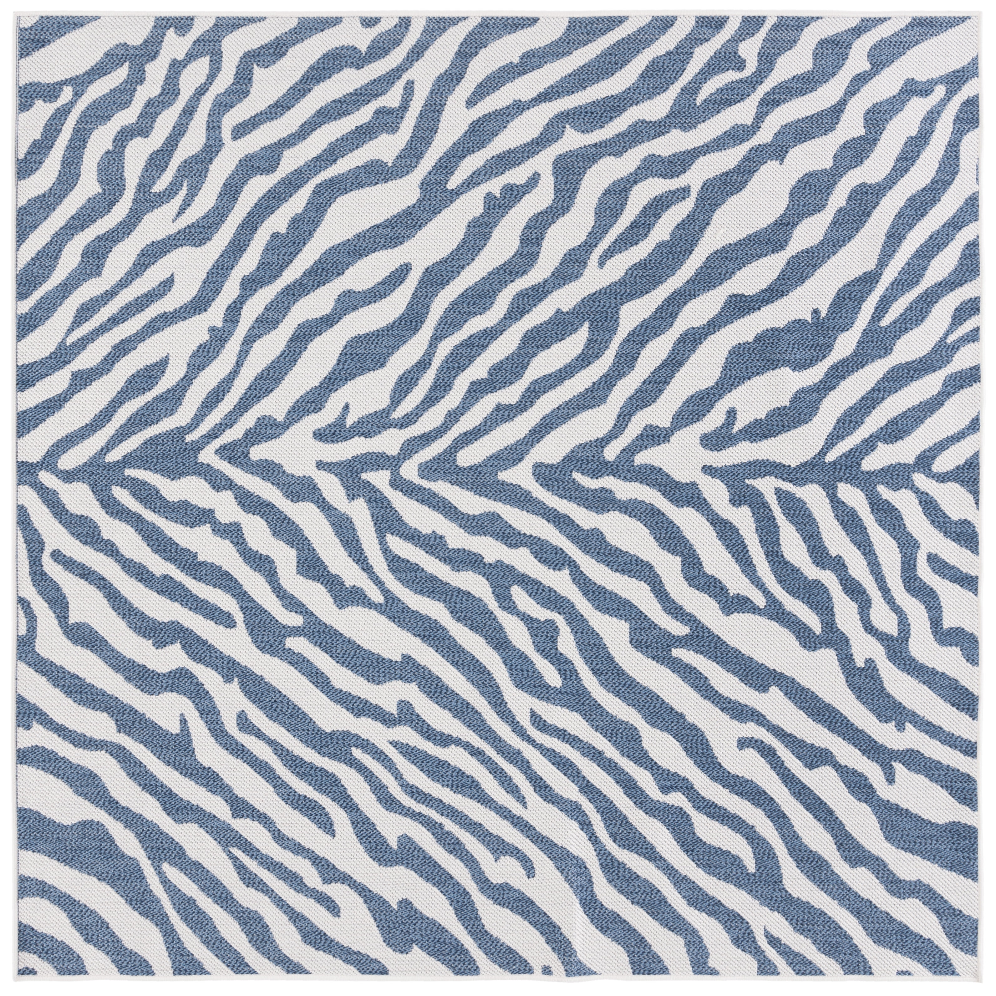 SAFAVIEH Machine Washable Rug Indoor/Outdoor Bermuda Collection - Bermuda Rada Abstract Indoor/Outdoor Area Rug, Navy/Ivory, 6'7" x 6'7" Square