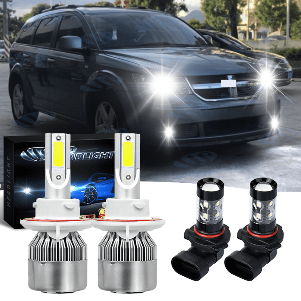 4x LED Headlight Dual Beam Fog Light Bulbs 6000K For Dodge Nitro 2007 2008 2009