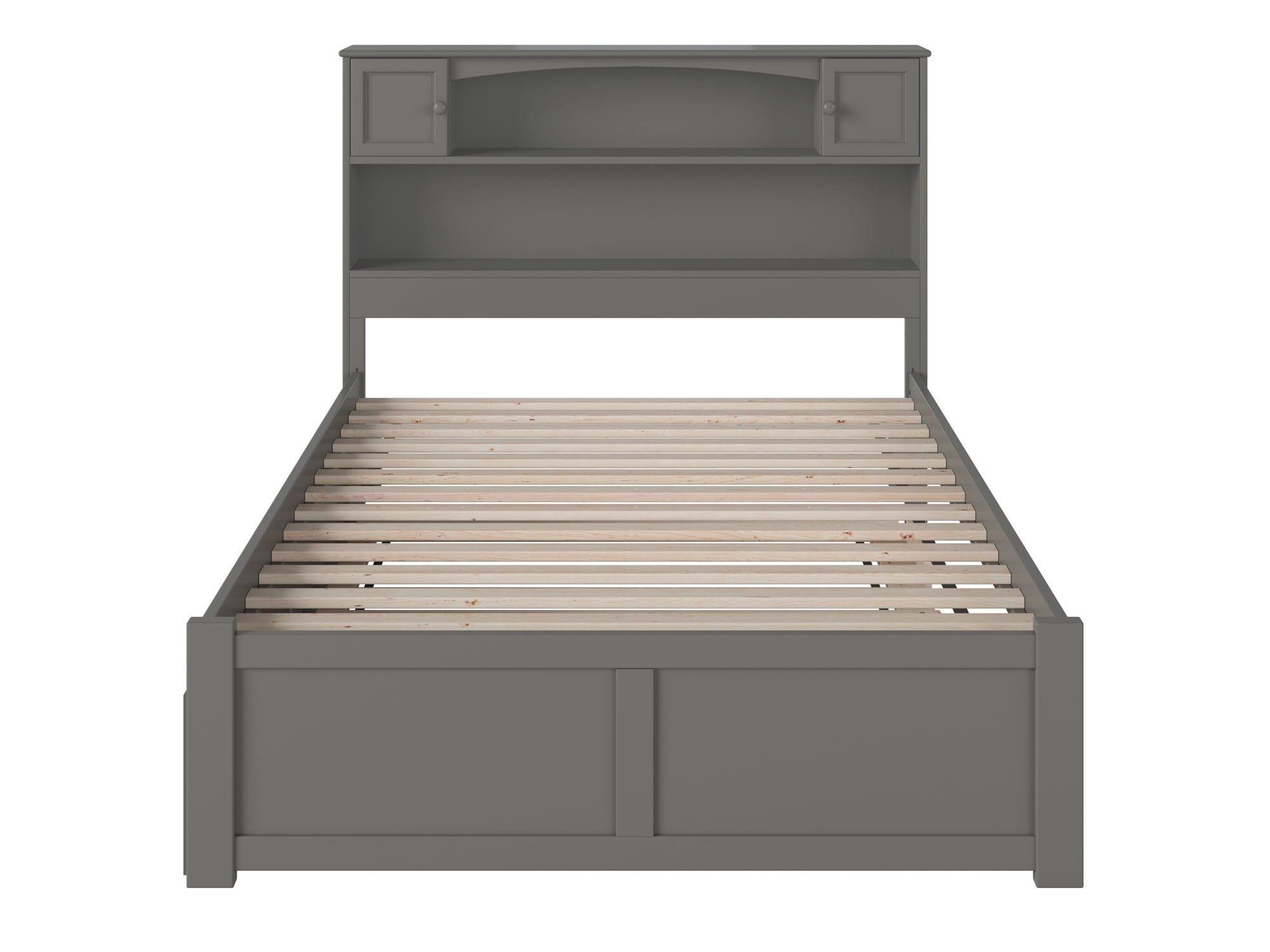 AFI Newport Full Solid Wood Platform Bed with Footboard & Full Trundle, Grey