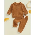 thumbnail image 2 of FEORJGP Little Boys Girls Solid Cable Knit 2 Pcs Cozy Outfits 6M 9M 12M 18M 2T 3T Toddler Long Sleeve Sweaterss Henry Collar Pullovers Crew Neck Tops  Cute Basic Warm Clothes for Winter Fall, 2 of 8