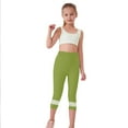 thumbnail image 2 of AUNVITO 2-13 Years Girls' Fashion Yoga Pants, Solid Color Hollow-out Lace-up Crop Capri, 2 of 8