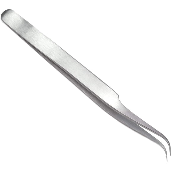 SZCO 4.5-Inch Precision Curved Point Tweezers Stainless Steel Tweezers with Anti-Glare Satin Finish for Professional Craft and Beauty Use