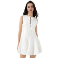 thumbnail image 3 of Robe Courte Trapèze Sans Manches pour Femmes Été à Nouer devant Boîte de Nuit Fête Nœud - Robes Courtes à Fermeture Éclair Blanc TP, 3 of 8