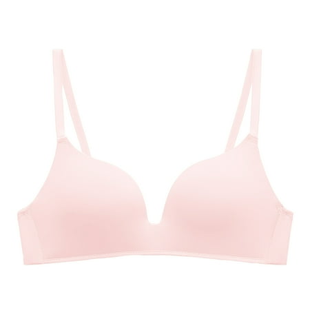 GA WEIHUA Bras for Women No Underwire Push Up Bra Seamless Smoothing Bra Soft Plunge Bra Spaghetti Strap Wireless Sport Bra(Pink L)Reduced