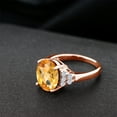 thumbnail image 4 of Gem Stone King 6.06 Ct Oval Checkerboard Yellow Citrine White Diamond 18K Rose Gold Plated Silver Ring (Size 7), 4 of 4
