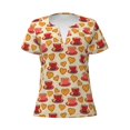 thumbnail image 4 of Wukai Cups of Tea Casual V-Neck Graphic Tees for Women: Lightweight and Breathable Summer Tops with Stylish Design-Small, 4 of 8