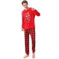 thumbnail image 3 of URMAGIC Matching Family Sleepwear Sets Christmas Pajamas with Lettler Print and Plaid Tee and Bottom Loungewear, 3 of 4