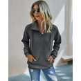 thumbnail image 3 of PRETTYGARDEN Women's Casual Long Sleeve Lapel Zipper Sweatshirt Drawstring Loose Pullover Tops, 3 of 7