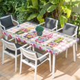 thumbnail image 2 of Spring Gnomes Table Cloths for 5 Foot Rectangle Tables, Botanical Flowers Leaf Pink Buffalo Check Patio Waterproof Elastic Fitted Tablecloths, Washable Rectangular Table Cover for Camping, 2 of 8