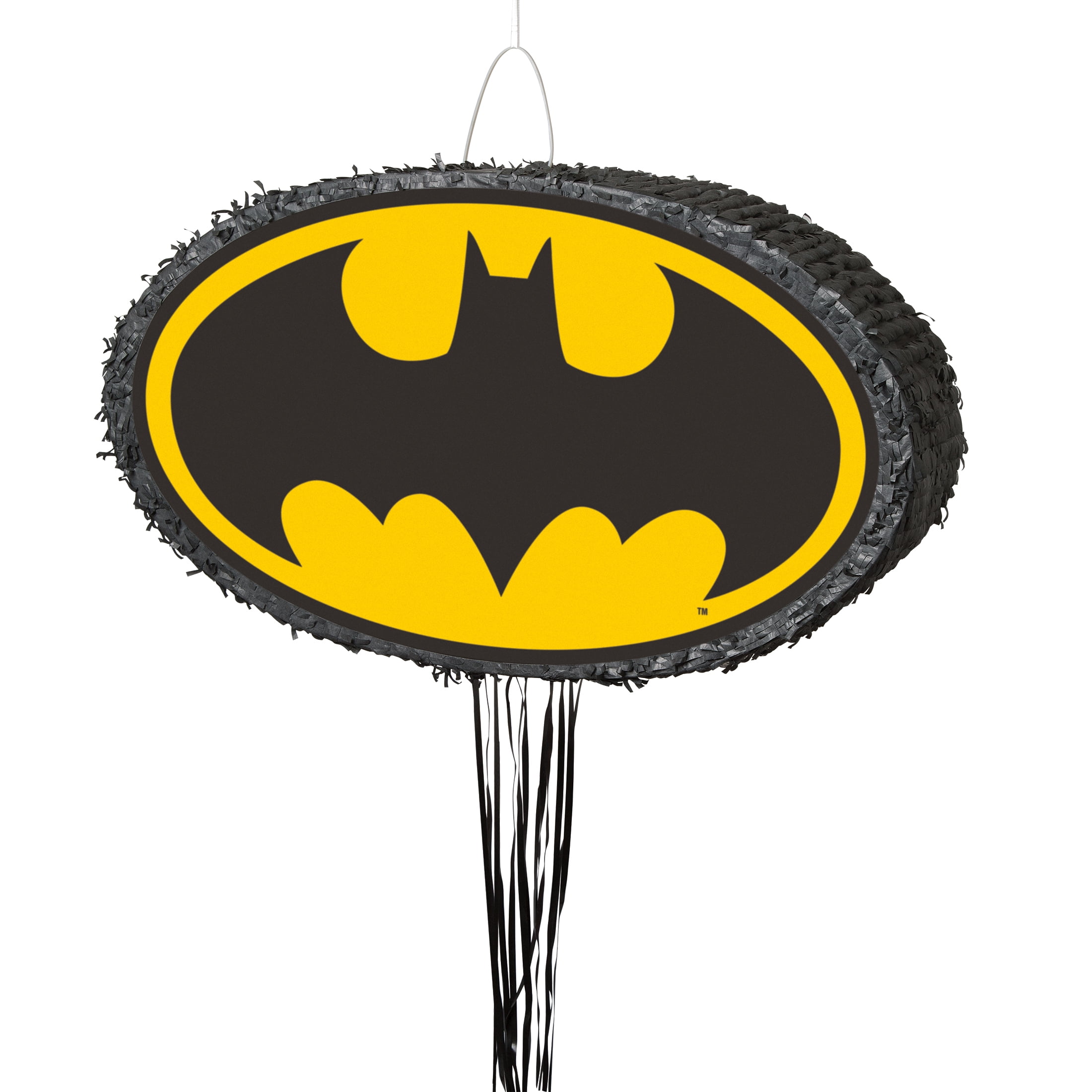 Multicolor Birthday Batman Pinata, Pull String, 24in x 13.5in