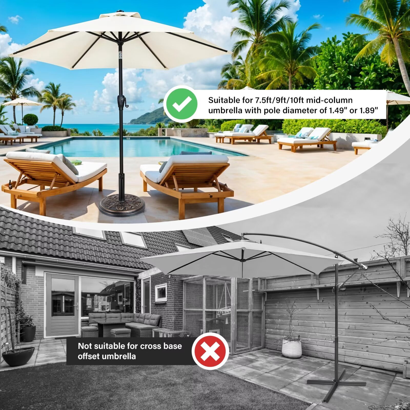 Simple Deluxe 17.91Inch 19.8 LBS Patio Umbrella Base Heavy Duty Market Umbrellas Round Stand for Outdoor, Poolside, Deck, Lawn, Garden, Bronze, Round