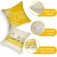 thumbnail image 5 of Hello Sweet Summer Sunflower Decorative Throw Pillow Covers 20 x 20 Set of 4, Bless Our Home Sunshine Cushion Case Decor, Yellow Flowers Buffalo Plaid Farmhouse Seasonal Sofa Couch Decoration, 5 of 5