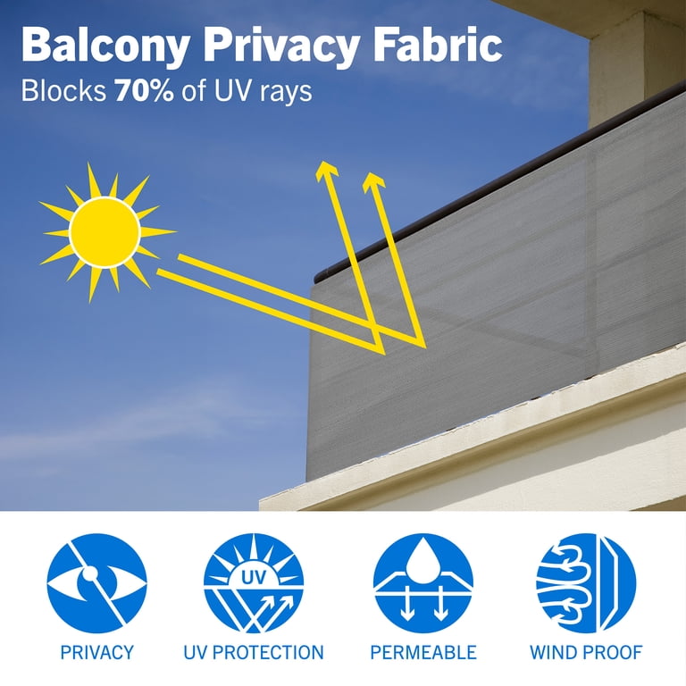 Screenguard 15-ft Privacy Fabric Panel, Gray, 70 UV photo 5