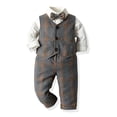 thumbnail image 2 of Gubotare Toddler Boys Tuxedo Baby Boys Gentleman Bowtie Formal Outfit Suits Tuxedo Vest Wedding Party Suit 6 12 Months,(Khaki 6-12 Months), 2 of 6