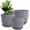 Grey Speckles, variant on Plant Pots 10/9/8 inch, Set of 3 Modern Decorative Plastic Planters with Drainage Holes and Saucers for House Plants Indoor Flowers Plants, White
