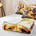 thumbnail image 4 of Manfei Floral Dog Twin Quilt Set, Garden Bloom Twin Coverlet Set, Orange Green, 2-Piece, 1 Bedspread and 1 Pillowcase, 4 of 7