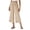 KHAKI, variant on TEMOFON Womens Pants Summer Capri Pants Waisted Drawstring Linen Pants Women Wide Leg Casual Pants with Pockets S