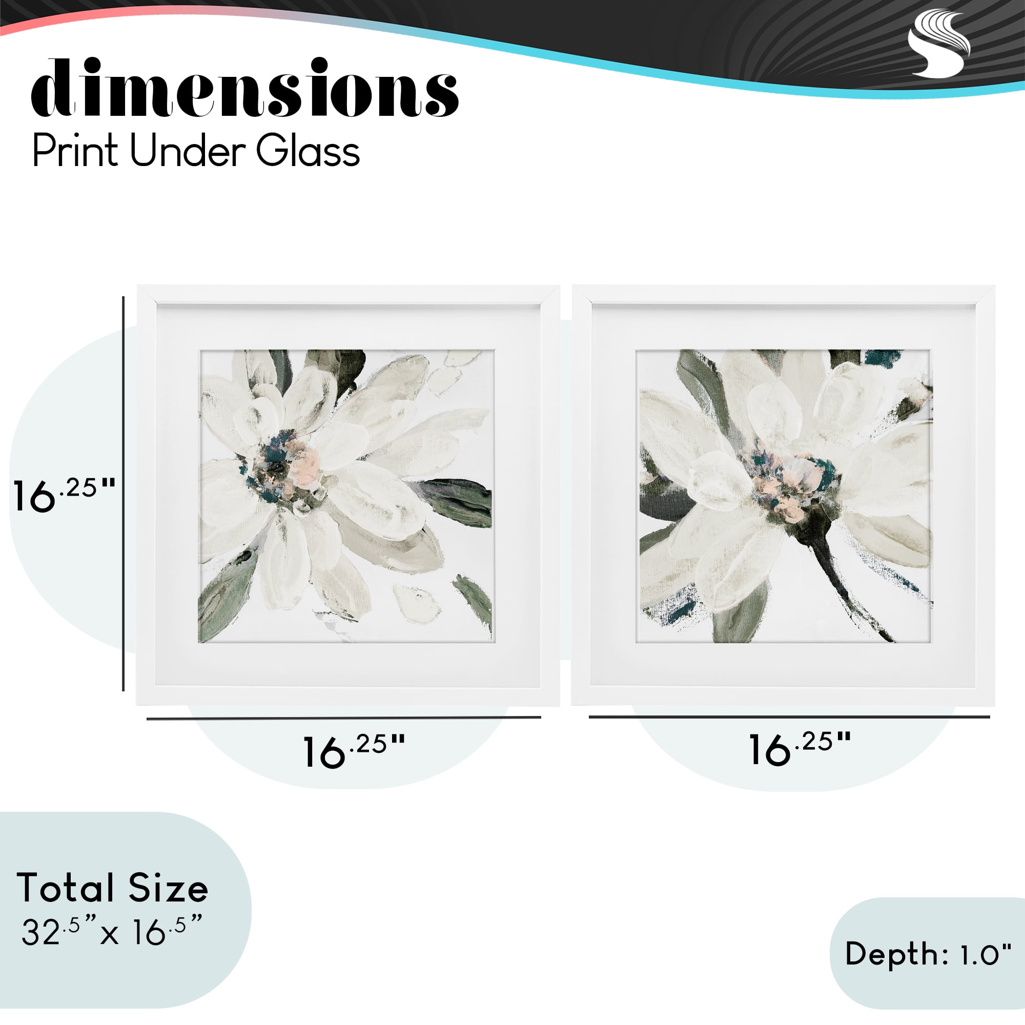 Stupell Industries Naturally Blooming White Flowers 2 Piece White Framed Print Under Glass Set, design by Lanie Loreth